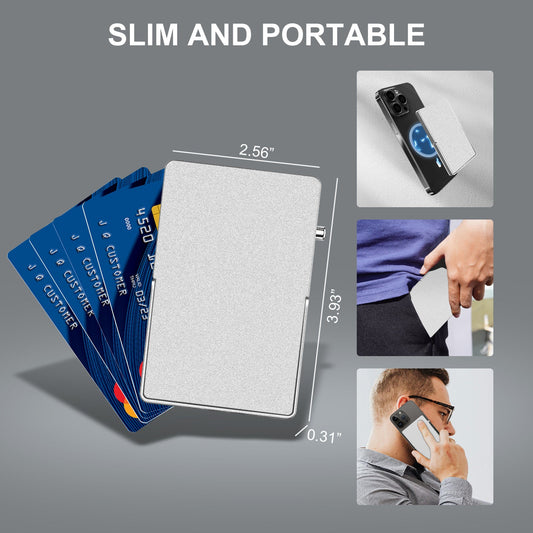 Billetera minimalista delgada con bloqueo RFID, tarjetero para MagSafe con soporte ajustable, billetera magnética de metal con mecanismo desplegable para hombre TOYFID