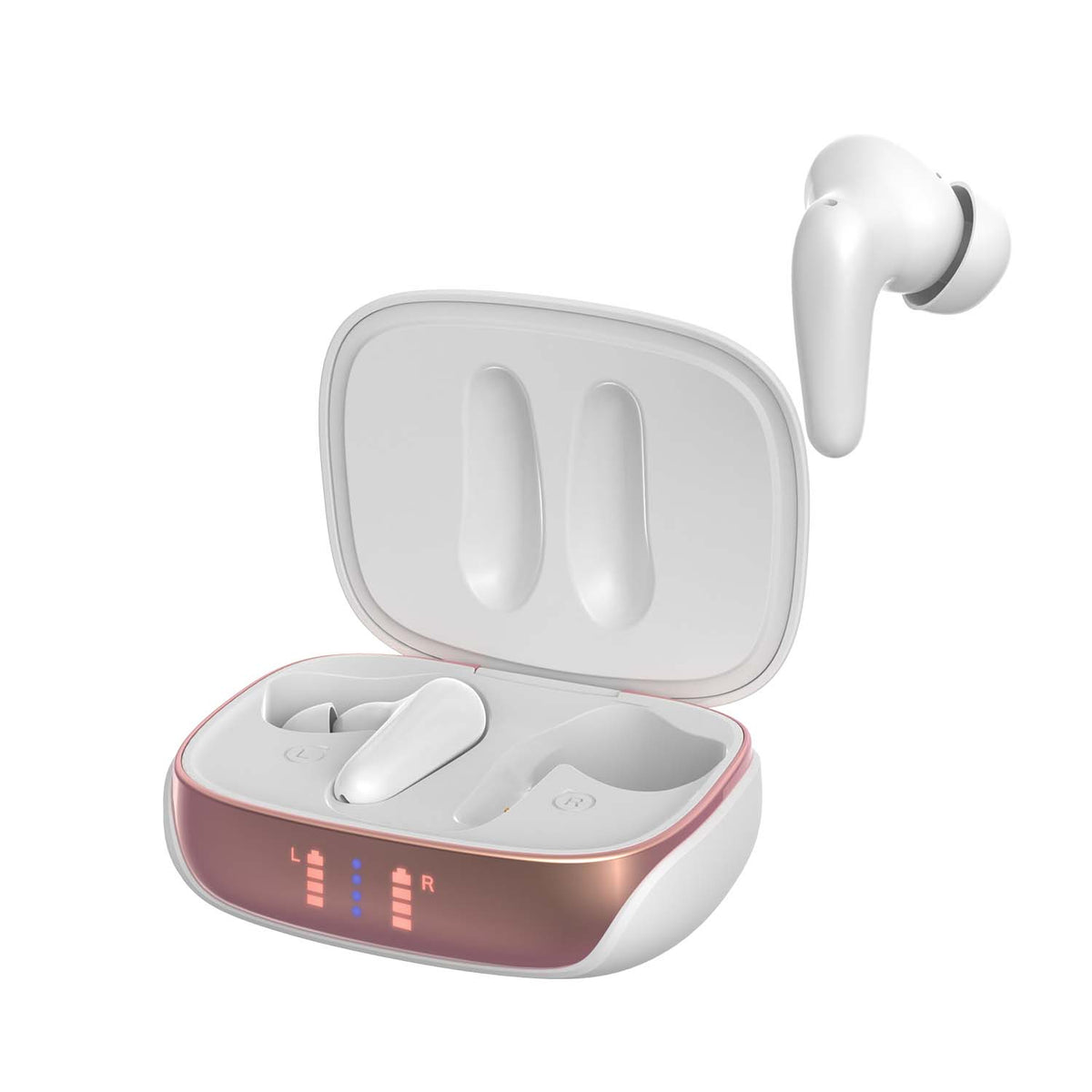 AIR Focus ANC Auriculares de cancelación de ruido activa en blanco perla y oro rosa (Auriculares inalámbricos intrauditivos)