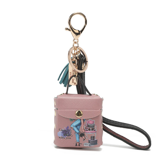 KEYCHAIN WITH EARBUD HOLDER
