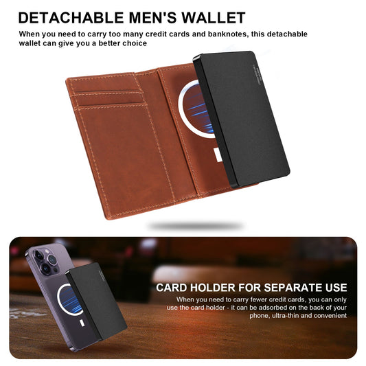 Billetera de aleación de aluminio TOYFID con cubierta de cuero genuino para hombre