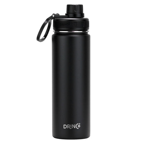 Botella de agua deportiva de acero inoxidable DRINCO® de 22 oz - Negra