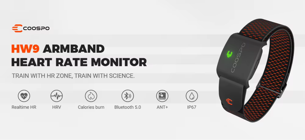 Brazalete Pulsómetro HW9 | Monitor de Ritmo Cardíaco Bluetooth y ANT+ para Ciclismo y Fitness