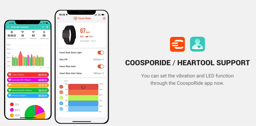 Brazalete Pulsómetro HW9 | Monitor de Ritmo Cardíaco Bluetooth y ANT+ para Ciclismo y Fitness