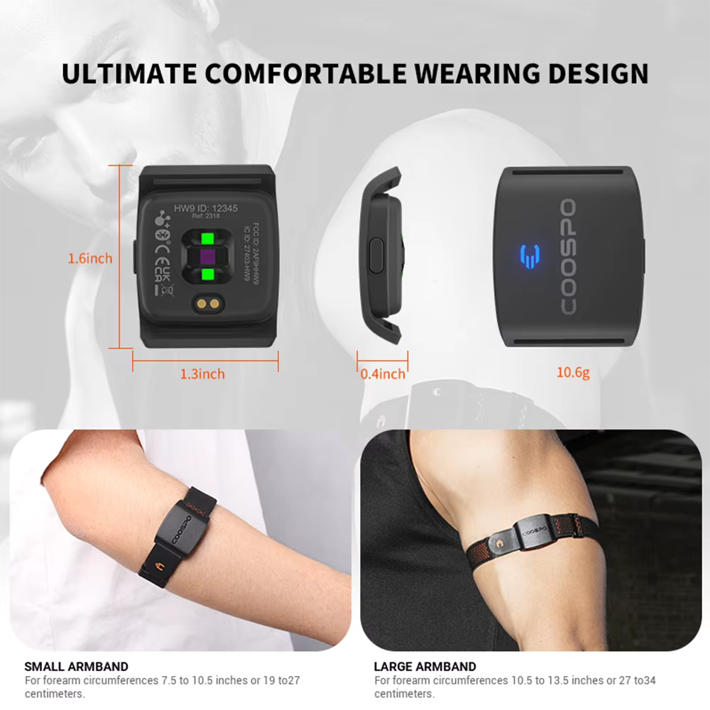 Brazalete Pulsómetro HW9 | Monitor de Ritmo Cardíaco Bluetooth y ANT+ para Ciclismo y Fitness